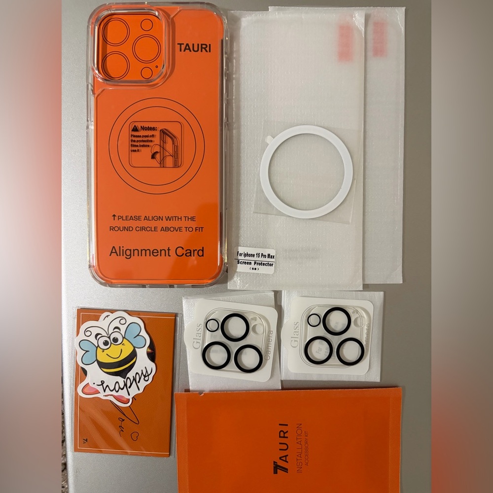 TAURI Mag Case iPhone 15 Pro Max Clear Screen Protectors Camera Lens Protectors